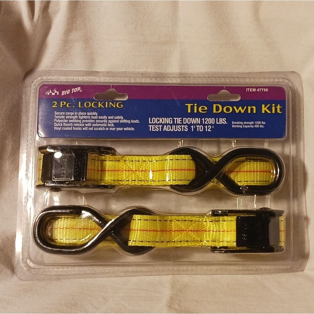 Locking Tie Down Kit 2 Pc Yellow 1200 Lbs